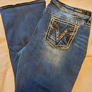 VIGOSS medium/dark blue Heritage fit boot cut jeans. Plus size 20 length 34.